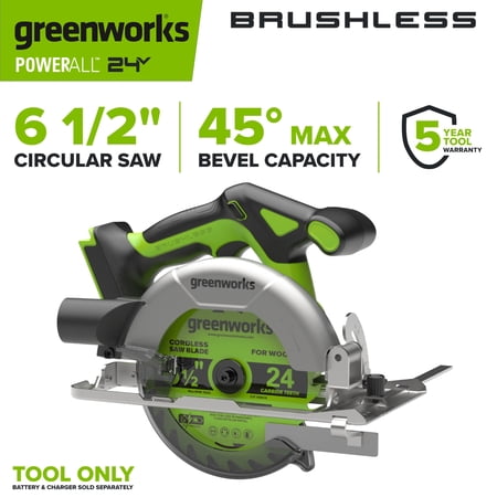 Greenworks PowerAll 24V 6-1/2" 5000RPM Circular Saw, Tool Only