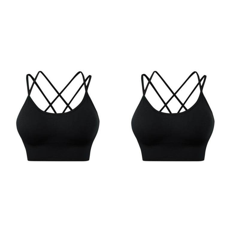 GWAABD Cheap Bras for Women 2PC Womens Back Sport Bras Padded Strappy  Cropped Bras for Yoga Workout Fitness Low Impact Bras
