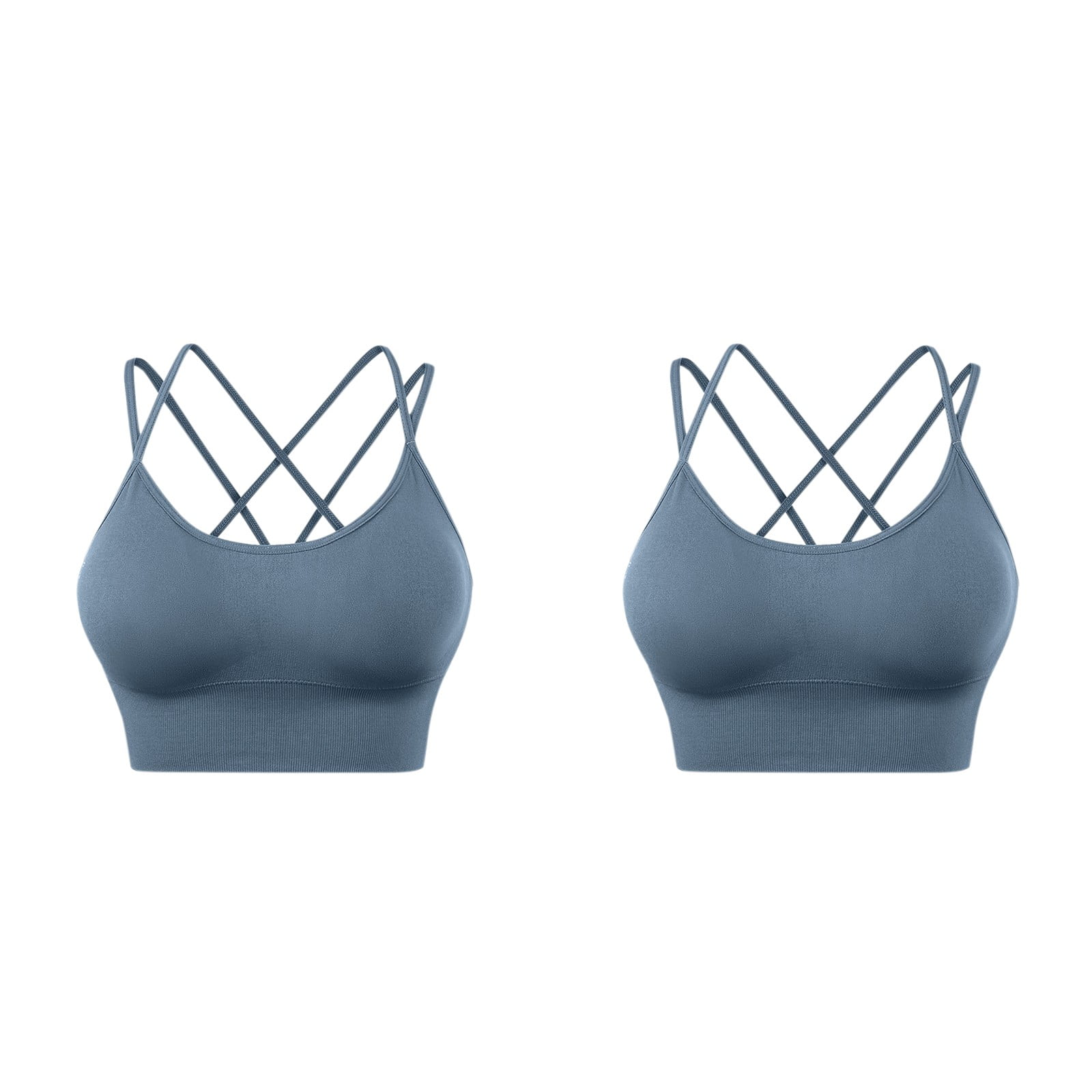 GWAABD Cheap Bras for Women 2PC Womens Back Sport Bras Padded Strappy  Cropped Bras for Yoga Workout Fitness Low Impact Bras 