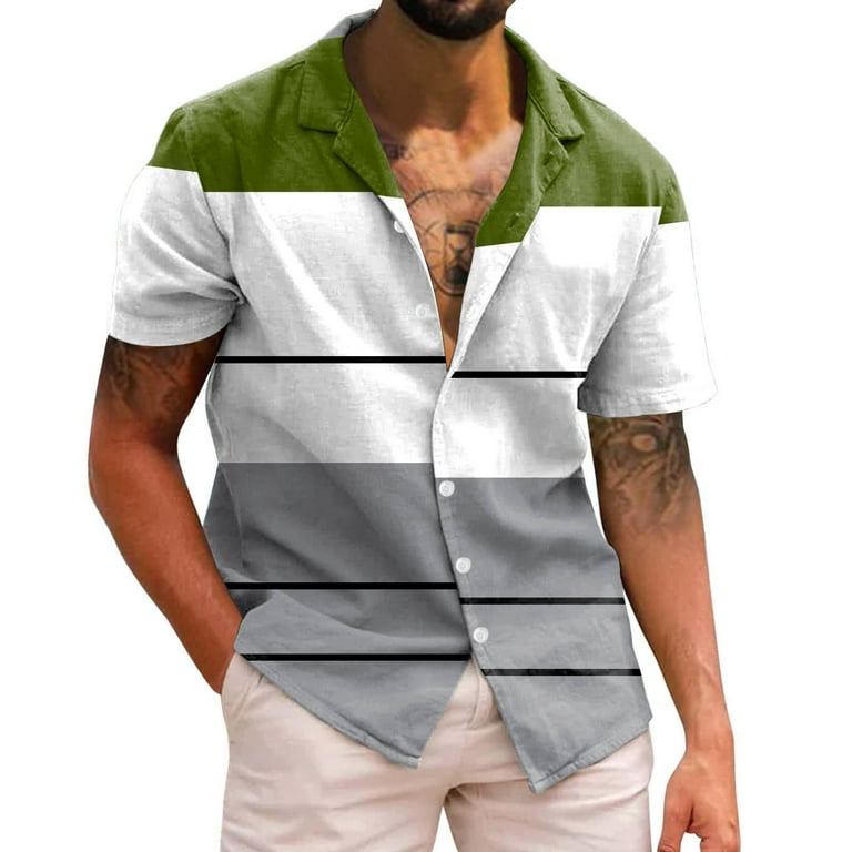 GWAABD Habit Fishing Shirt Men Casual Short Sleeve Spring Summer Turndown  Neck 3D Printed Shirts Fashion Top Blouse Shirts
