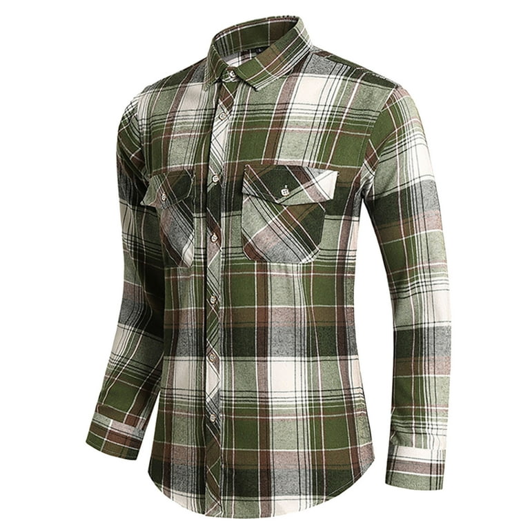 GWAABD Long Shirts for Men Mens Fashion Casual Striped Linen Buckle Lapel  Long Sleeve Shirt Top Blouse 