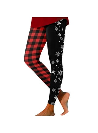 Christmas Plaid Leggings - Red Plaid Tartan Yoga Holiday Running