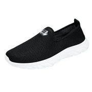 GWAABD Slip on Sneakers Men Fashion Men Mesh Casual Hollow Out Sport Shoes Slip On Solid Color Running Breathable Soft Bottom Sneakers