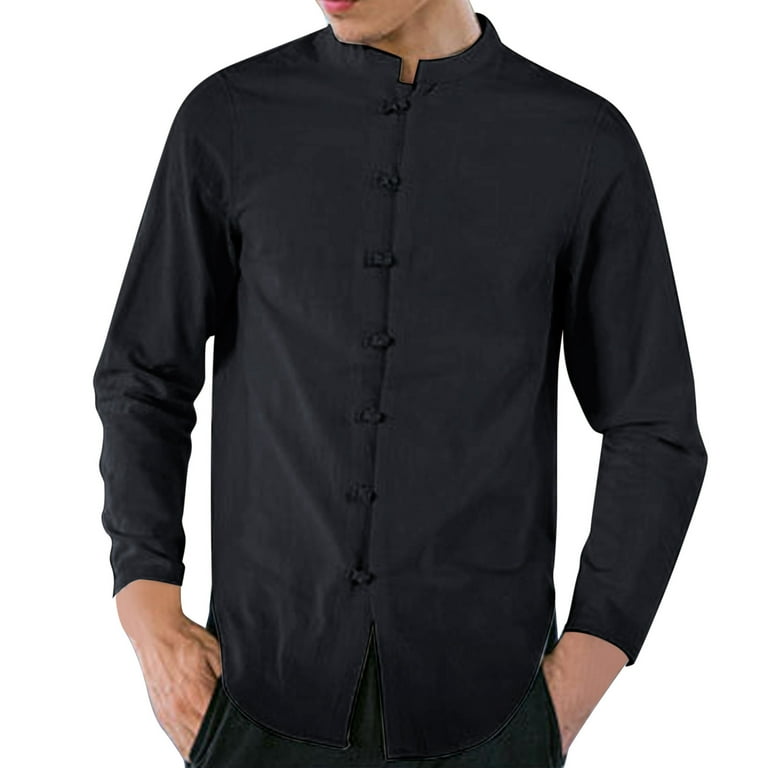 GWAABD Sun Poncho Mens Long Sleeve Shirts Chinese Knot Button Down