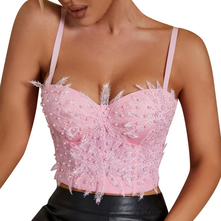 GWAABD Tube Top with Built In Bra Womens Corset Top Bustier Corset Top  Tight Fitting Corset Tank Top Suspender Top Solid Short Fashion