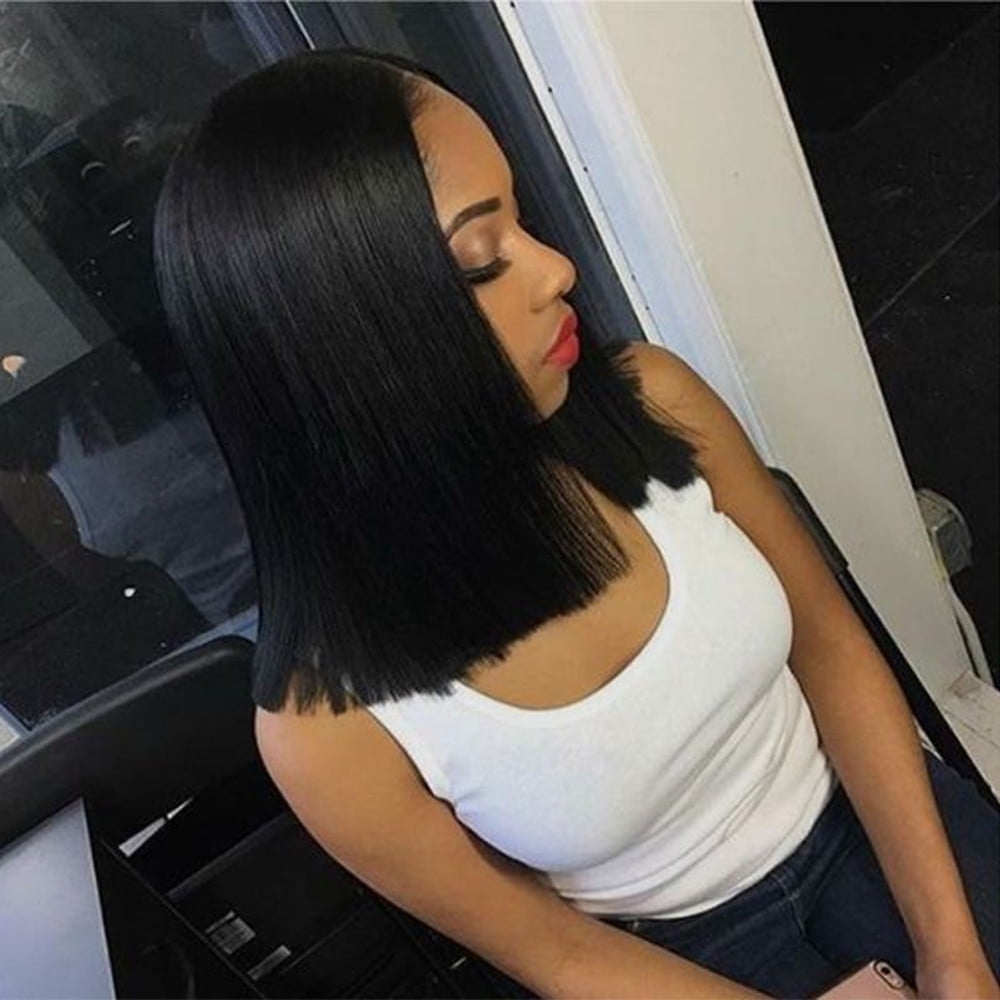 GWAABD U Part Wig Human Hair Bob Style Human Fiber Hair Wig Brazilian Wig Short Hair Fluffy Head Cover Walmart