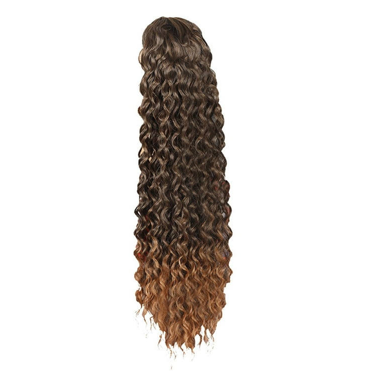 GWAABD V Part Wig Human Hair Wig Female Ponytail foreign Trade Drawstring  Mesh Pocket Curly Hair Border Fiber Elastic Mesh Drawstring Ponytail 