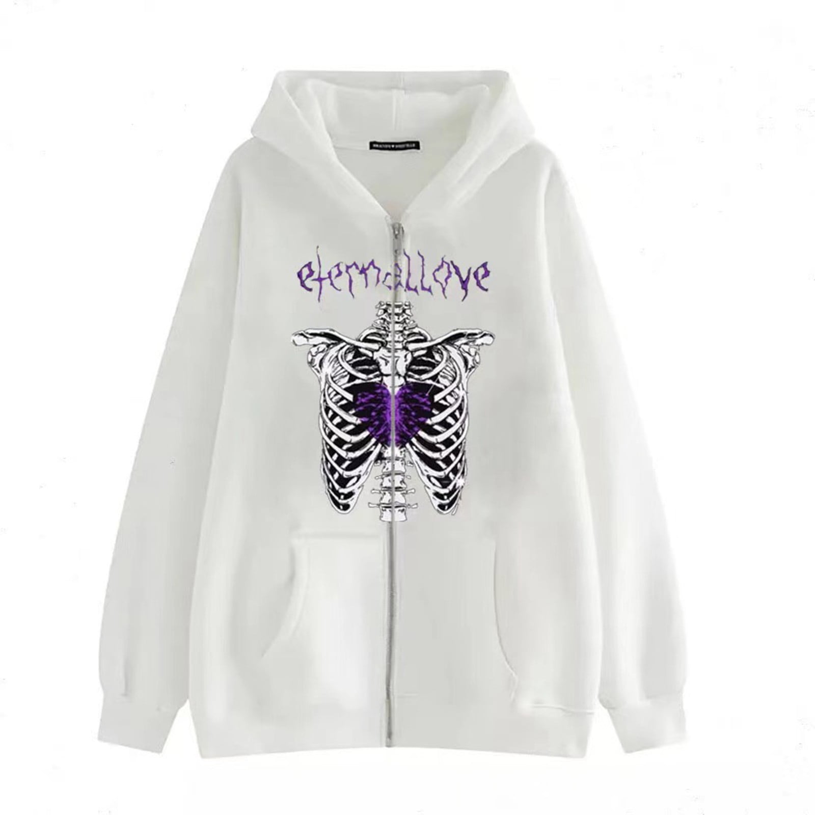 GWAABD Women's Hooded Sweatshirt Purple Skeleton Heart GWAABD Women's Hooded Sweatshirt Purple Skeleton Heart