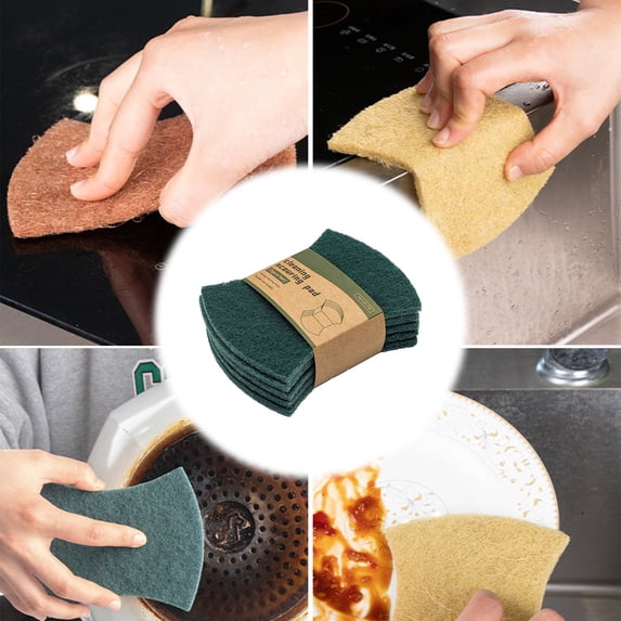 GWAAMB 5 Pcs Kitchen Brush Wok Multi Function Sponge Sponge Small Scrub Sponge Household Cleaning Supplies Wood Fiber Natural