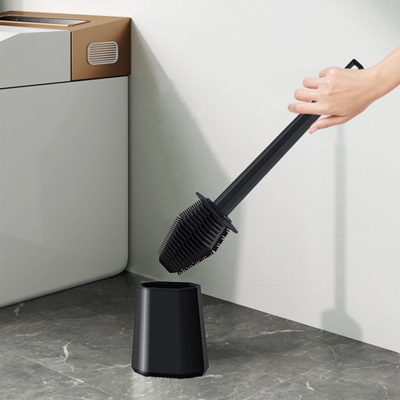 GWAAMB Bathroom Toilet Brush Plunger Wall Mounted Brush Flexible Brush Clean To Corner and with Cover Cleaner Brush Set