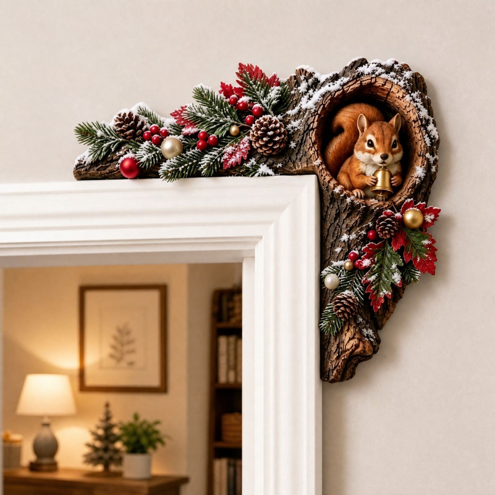 GWAAMB. Wooden Christmas Door Frame Corner Sign E, Tree Hole Wall Decor ...