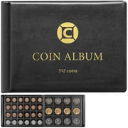 Fleurvie Book Holder Black 312 Pockets Coin Storage Display Organizer Case for Coin Collection