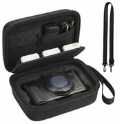 GWCASE Camera Case for Canon PowerShot G7X Mark II/ SX740 HS Digital 4K Vlogging Camera，Video Camera Storage Holder with Shoulder Strap,Fit USB Cable,SD Card,Batteries-Black (Case Only)