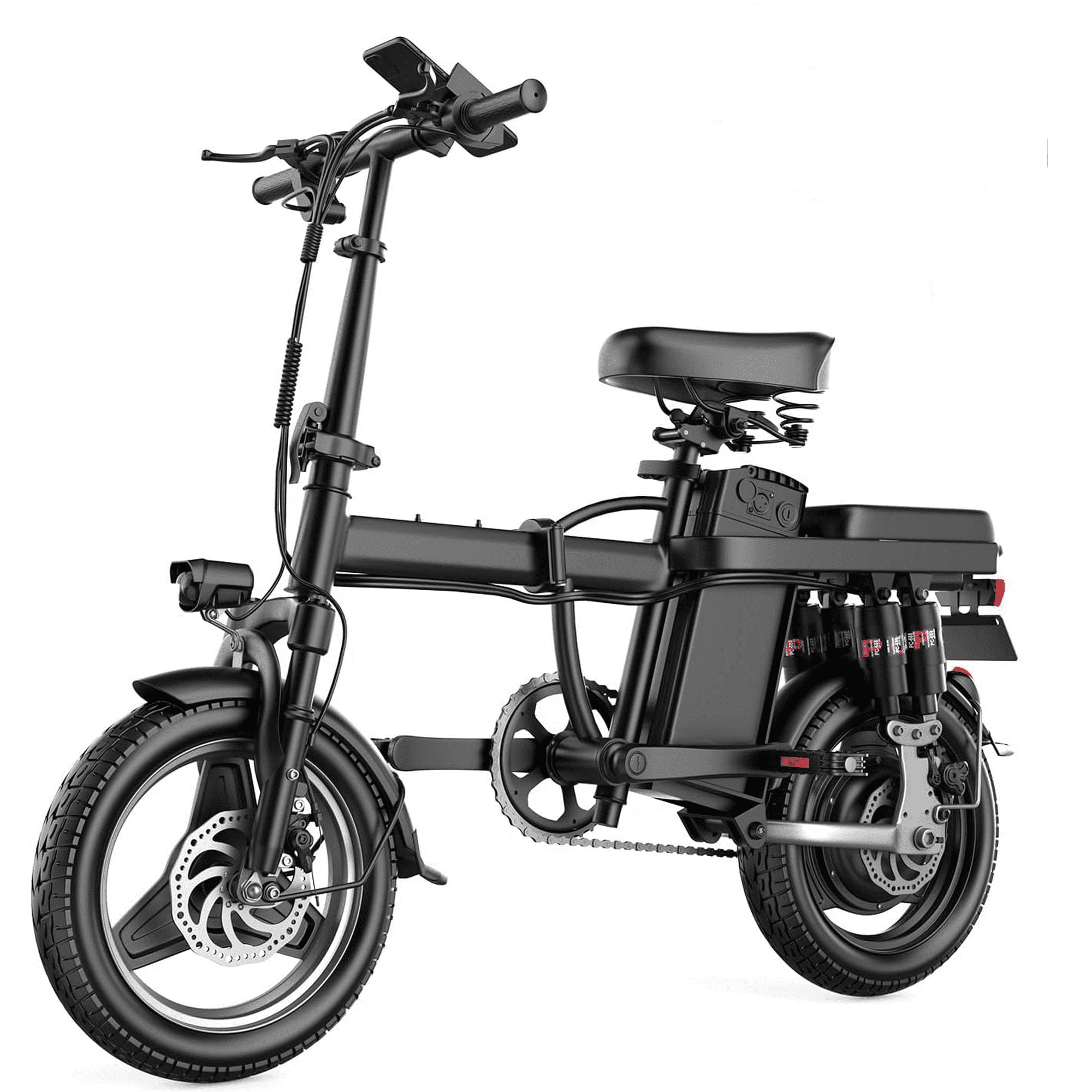 GWEIT 14" Folding Electric Bikes for Adults, Peak 1000W 25 MPH Speed Electric Mountain Bike for Teens, 48V 13Ah & 45 Miles, Full Suspension Folding Ebikes for Adults UL2849 Certified
