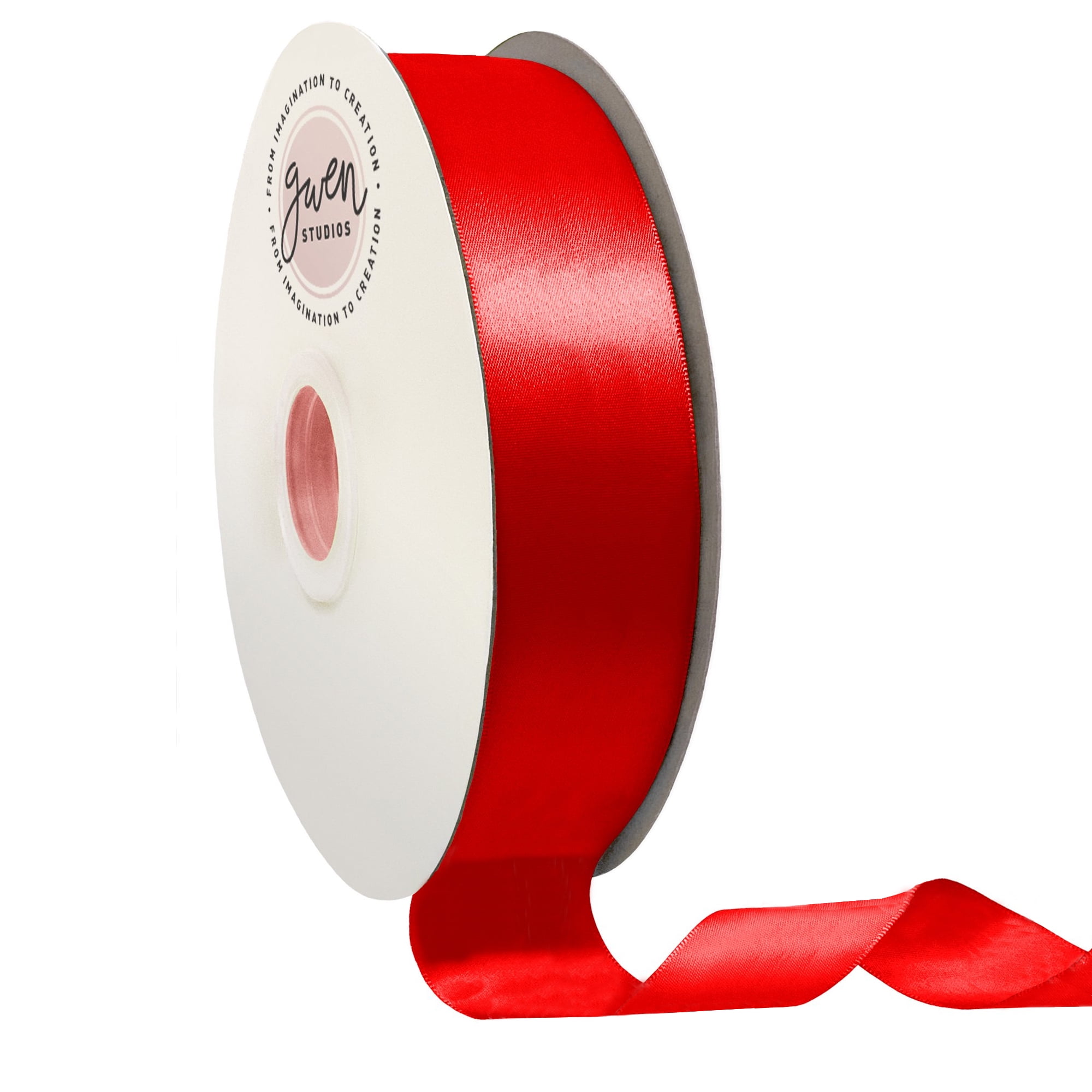 GWEN STUDIOS Christmas Red Polyester Double Face Satin Ribbon, 150' x 2.5"