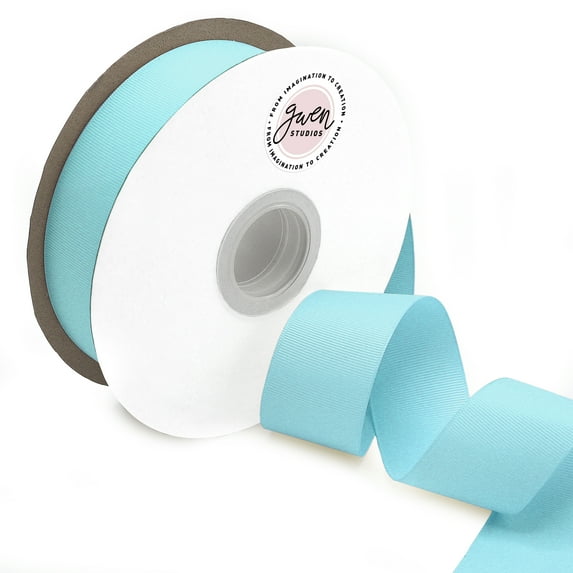 GWEN STUDIOS Grosgrain Light Blue Polyester Ribbon, 150' x 1.5"