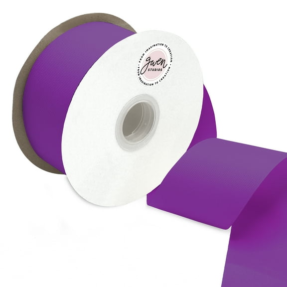 GWEN STUDIOS Grosgrain Purple Polyester Ribbon, 150' x 2.5"