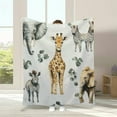 thumbnail image 1 of GWJING African Safari Jungle Animal Mink Blanket Dotted Backing Boy Girl, Blue Elephant Giraffe Zebra Double Layer Flannel Nursery Bed Blankets, Soft Plush Crib Bedding 60x80in, 1 of 8