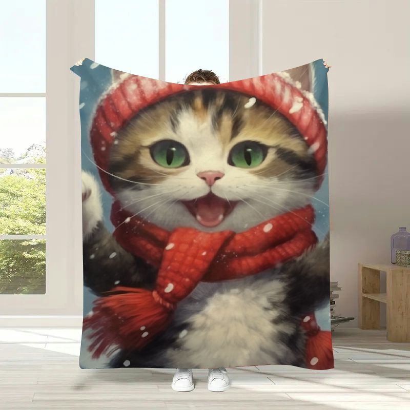 GWJING Christmas Blanket, Tuxedo_Cat Dance with Snowflake Painting ...