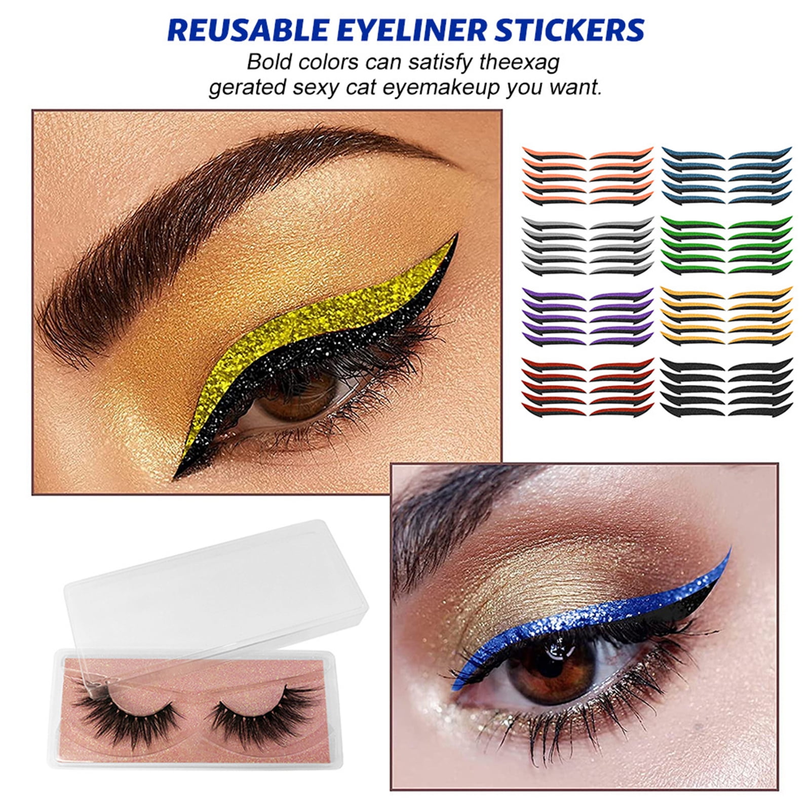GWONG 1 Set Eyeshadow Stickers Magnetic Eyelashes Reusable Plastic Convenient Easy Operation Eyelid Makeup Stickers for Stage Performance