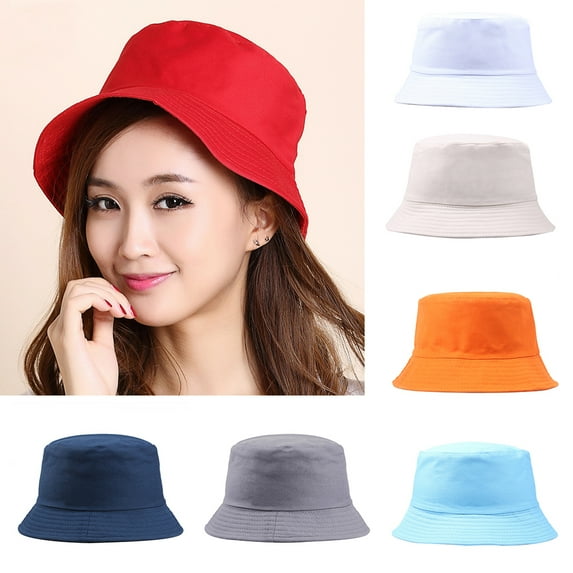 GWONG Portable Solid Color Folding Fisherman Sun Hat Outdoor Men Women Bucket Cap