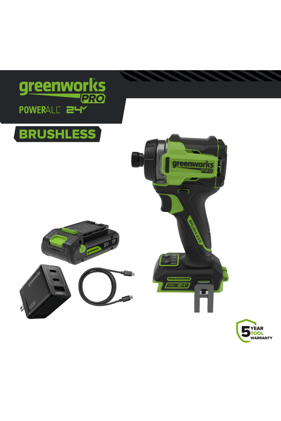 Pro 24V 2200 In-lb Impact Driver with 2 Ah USB-C Battery, PowerAll, ID5250A2