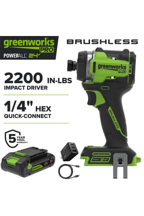 Pro PowerAll 24V Brushless 2200 In-lb Impact Driver, 2Ah USB-C Battery, 65W Charger and Cable, ID5250A2