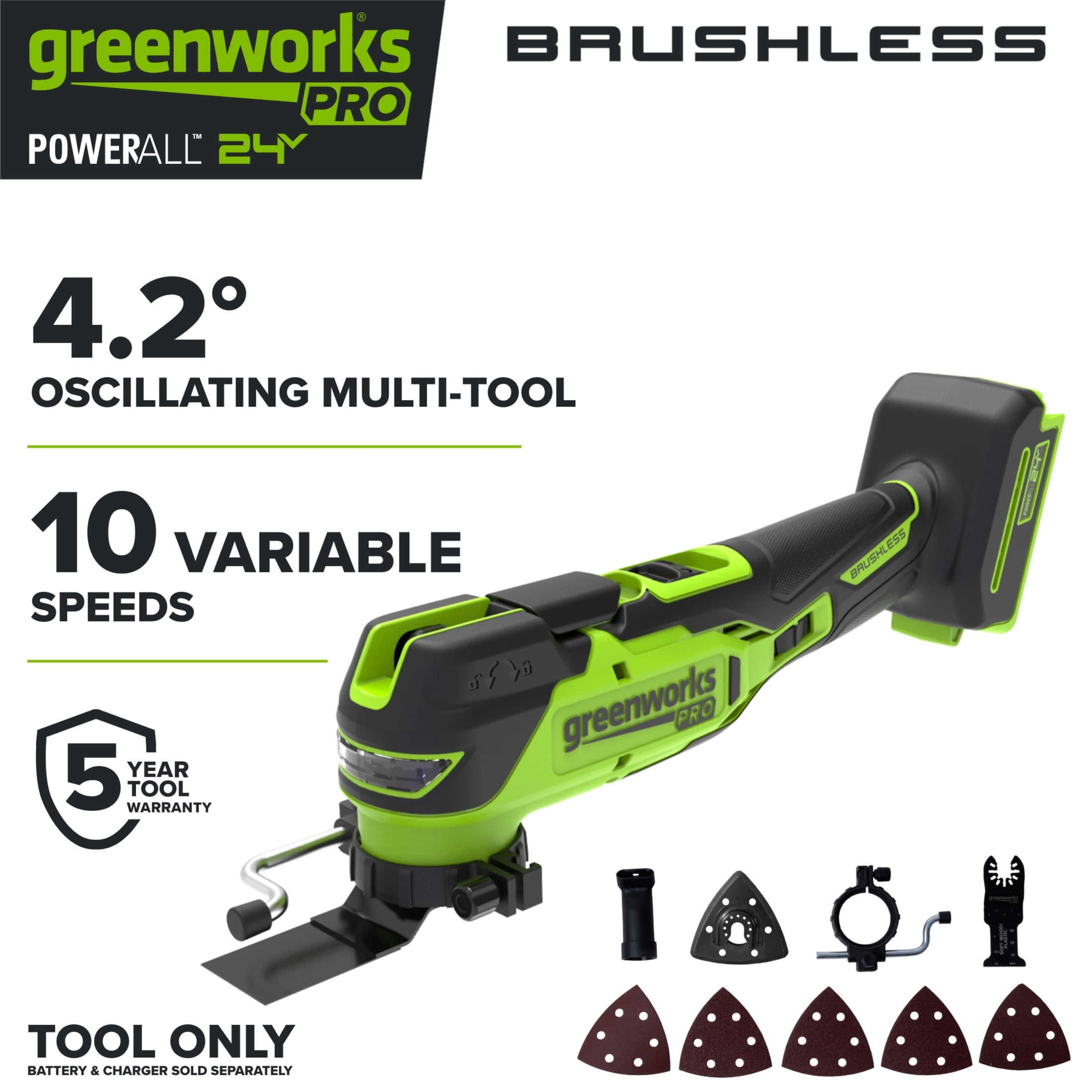 Greenworks Pro PowerAll 24V Brushless Multi-Tool, Tool Only