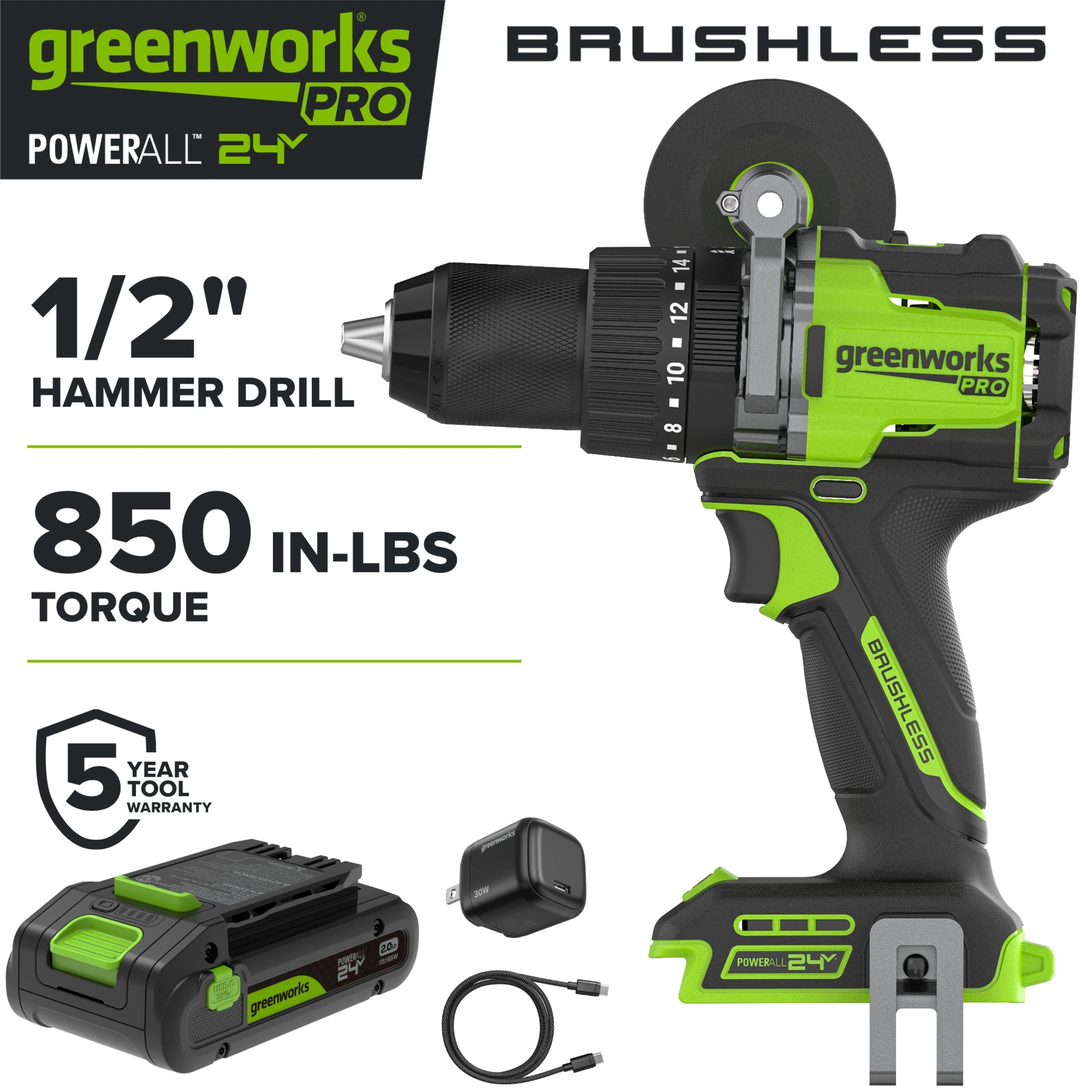 Greenworks Pro PowerAll 24V Brushless 850 in-lb 1/2