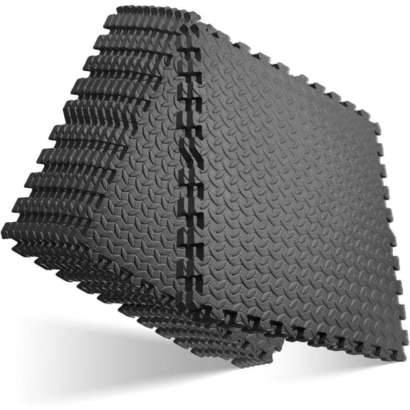 GWT Puzzle Exercise Mat, EVA Foam Interlocking Floor Tiles for Home Gym, Workout Equipment, Treadmill, Protective Flooring, Fit Tile 48 SQ FT (12 Pcs)