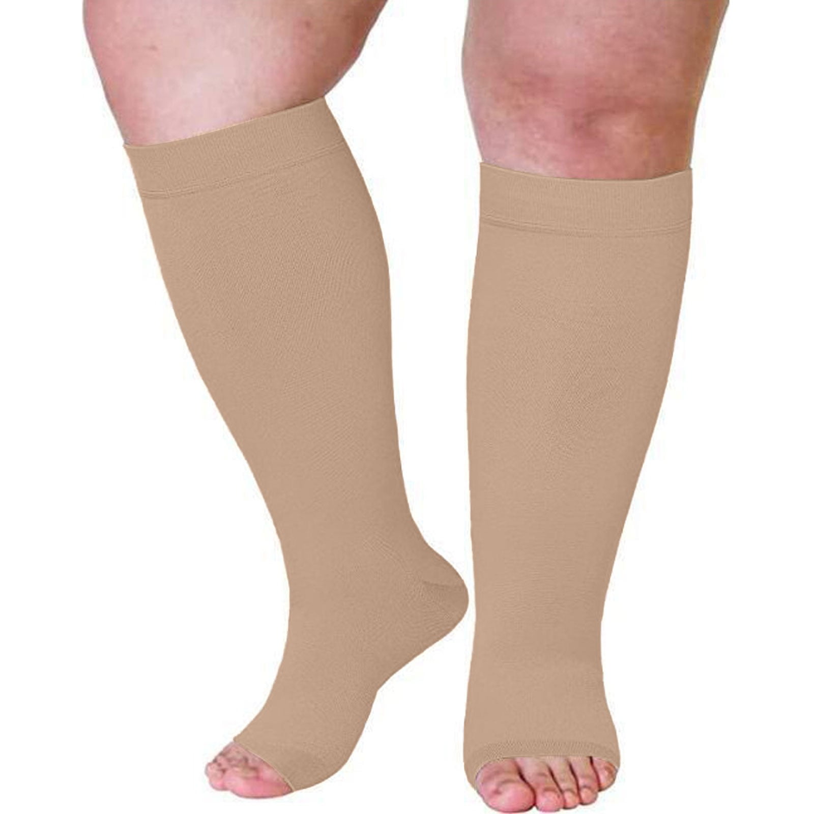 GWX13 2030 MmHg Plus Size Knee High Toeless Compression Stockings Wide