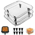 thumbnail image 1 of GWY 3-Tier Stackable Air Fryer Rack, 8x8 Inch Square Dehydrator Rack & Oven Rack, Food Grade Stainless Steel Air Fryer Accessories, Fits Air Fryers with Inner Size ≥8.7 Inch, 1 of 7