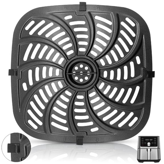 GWY Air Fryer Grill Pan for Chefman 8 Qt TurboFry 8 Qt 4 in 1 Air Fryer RJ38-SQSS-8T, Air Fryer Accessories Replacement Tray Rack Parts Grill Crisper Plate with Rubber Bumpers, Dishwasher Safe