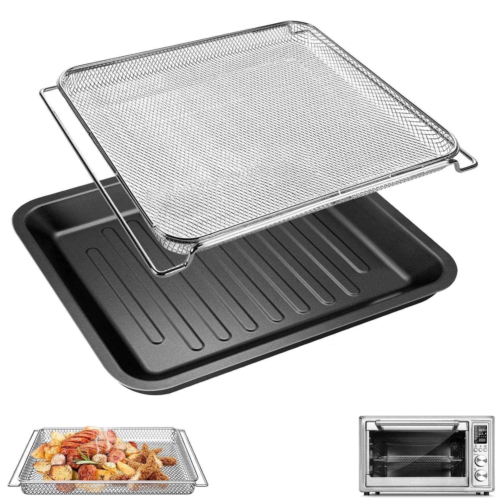 GWY Air Fryer Toaster Accessories Replacement for COSORI CS130-CFH CS130-AO 13 in 1 CO130-AO 12 in 1 32Qt Air Fryer Toaster Oven Combo, Air Fryer Rack Parts Grill Pan Plate Crisper Plate Tray Basket