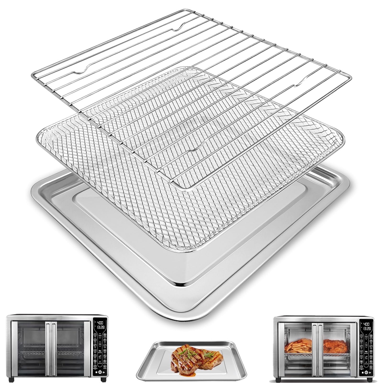 GWY 3-in-1 Tray Basket Rack Kit for Gourmia GTF7655 GTF7350 GTF7460 Toaster Oven Accessories