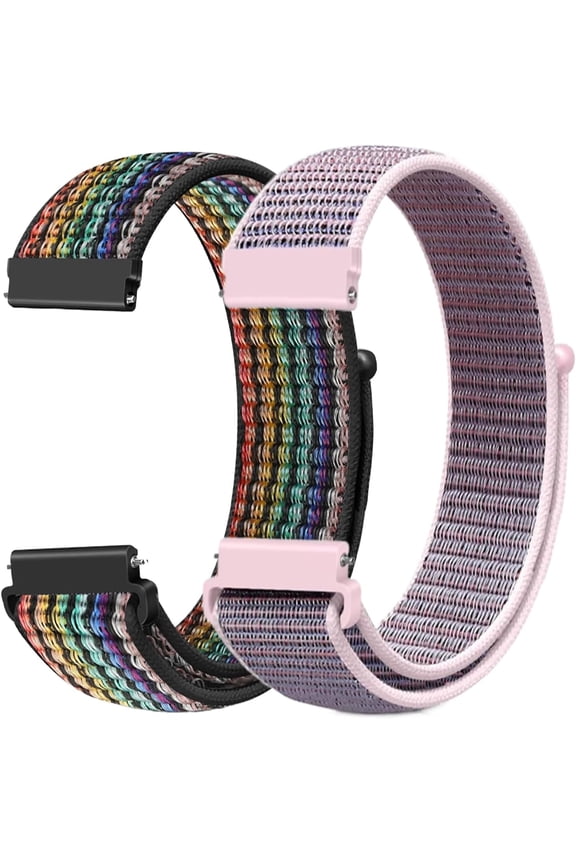 -2 Pack Nylon Watch Bands Compatible with 16mm 18mm 19mm 20mm 22mm Watch Bands Quick Release Replacement Wristband, Adjustable Stretchy Straps Fabric Bands for Men Women