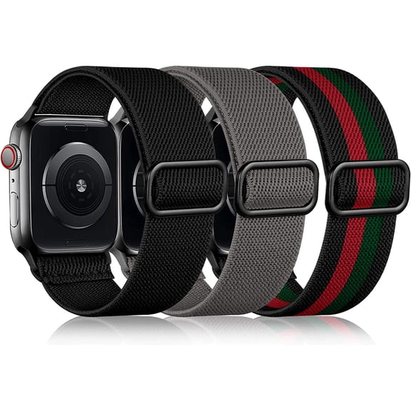 GWYYCG-3 Pack Stretchy Solo Loop Compatible with Apple Watch Bands for Men 42mm 41mm 40mm 38mm, Soft Nylon Braided Elastic Strap for iWatch Band Series 11 10 9 8 7 6 5 4 3 SE Ultra 3 Ultra 2 Ultra