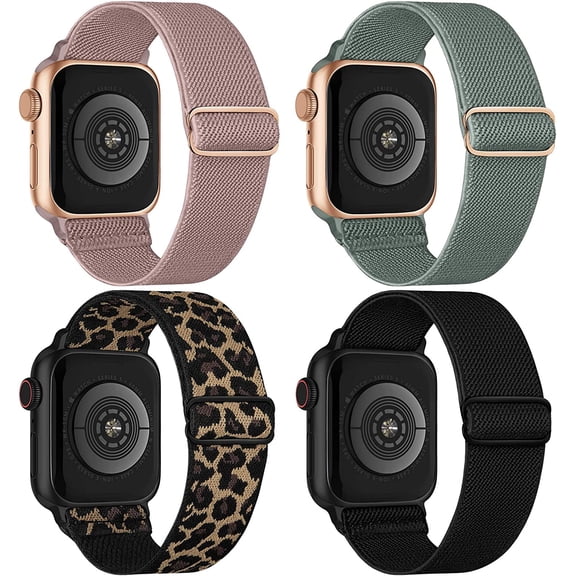 GWYYCG-4 Pack Stretchy Solo Loop Compatible with Apple Watch Bands 38mm 40mm 41mm 42mm 44mm 45mm 46mm 49mm Women Men, Sport Nylon Elastic Straps Wristbands for iWatch Series 11 10 9 8 7 6 5 4 11 Ultr