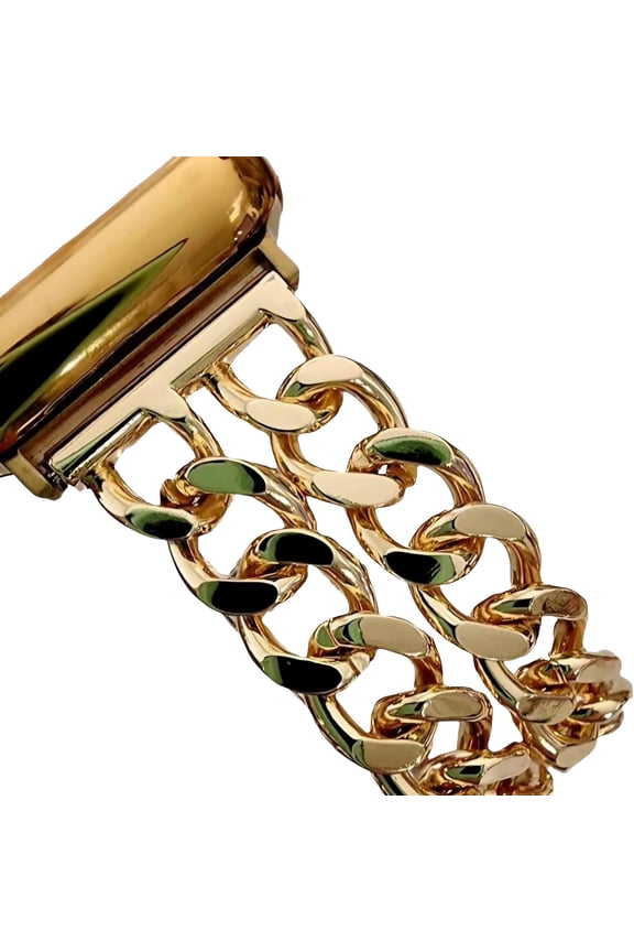 -Gold Metal Bands Compatible With Apple Watch Band 38mm 40mm 41mm 42mm 44mm 45mm 46mm 49mm Stylish Chain Bracelet for iWatch Series 11 10 9 8 7 6 5 4 SE/Ultra 3 2 1