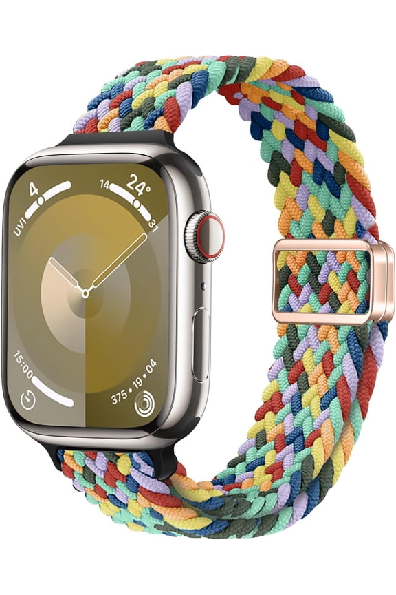 -Slim Magnetic Braided Strap for Apple Watch Band 41mm/40mm/38mm/45mm/44mm/42mm, Adjustable Soft Solo Loop for iWatch Series 11/10/9/8/7/6/5/4/3/2/SE Women Men