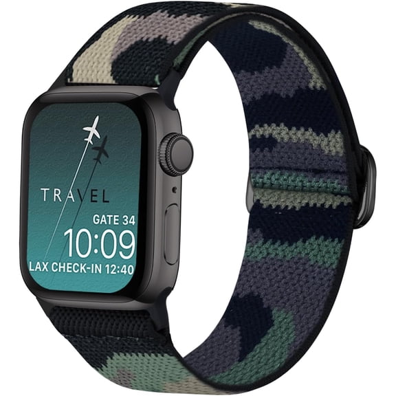 GWYYCG-Stretchy Nylon Solo Loop band Compatible with Apple Watch Band 38mm 40mm 41mm 42mm 44mm 45mm 49mm Women Men, Adjustable Braided Sport Elastic Strap Replacement Accessory Wristbands for iWatch