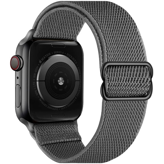 GWYYCG-XL Stretch Solo Loop Band Compatible with Apple Watch Series 11/10/9/8/7/6/5/4 SE 3/2/1 42mm 41mm 40mm 38mm, Adjustable Elastic Nylon Braided Sport Strap for iWatch Women Men, Deep Gray