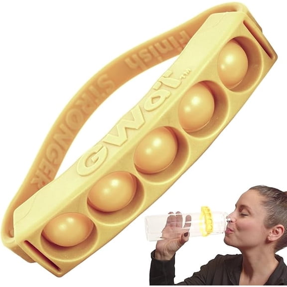 GWaT Water Tracker Band for Bottles – Ivory – Hydration Reminder Popper for Kids & Adults