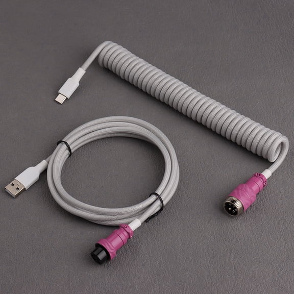 GX16 USB-C to USB-A Aviation Coiled Data Cable Nylon Braided Mechanical Keyboards Cable