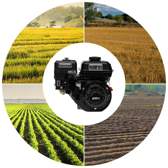 GX160/170F 212cc 4KW Go Kart Engine 3600 rpm 7.5 Hp 4 Stroke Gas Powered Engine Pull Start Horizontal Motor W/Single Cylinder System Gas Lawn Mower