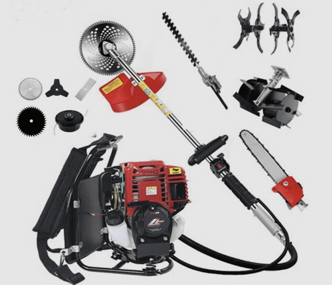 GX35 10 in 1 Backpack Brush cutter 4 strokes trimmer weed eater lawn mower trimmer