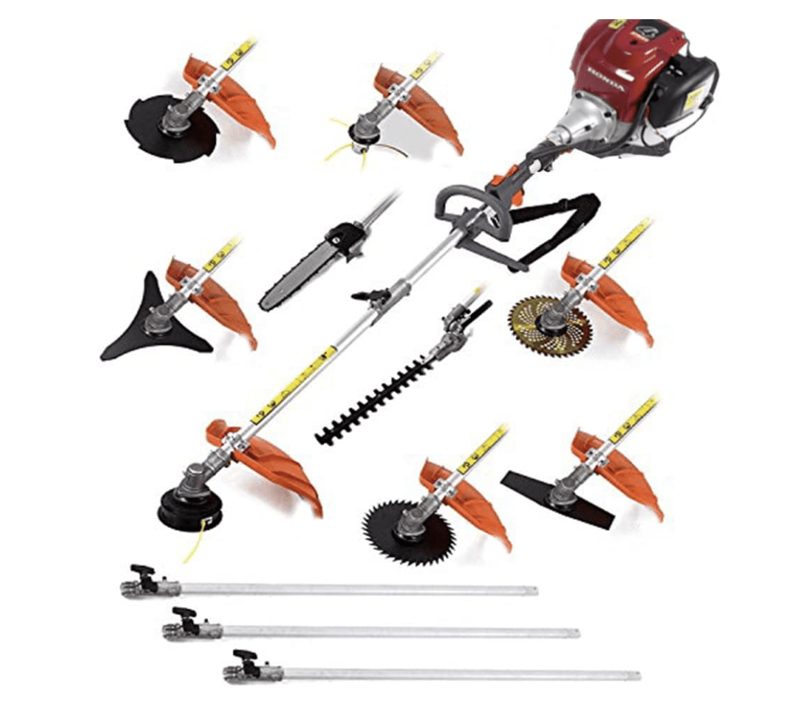 GX35 12 in 1 Hedge Trimmer 4 Strokes Brush Cutter Weed Eater Lawn Mower Chainsaw 3 extension rods