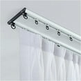 thumbnail image 1 of GXCZ 1.2mm Ultra-thin Curtain Track Floating Double Conjoined Curtain Rail Set, Ceiling Track Curtain Rods For Home Office Shower Room Divider(White,240cm/2 * 120cm), 1 of 7