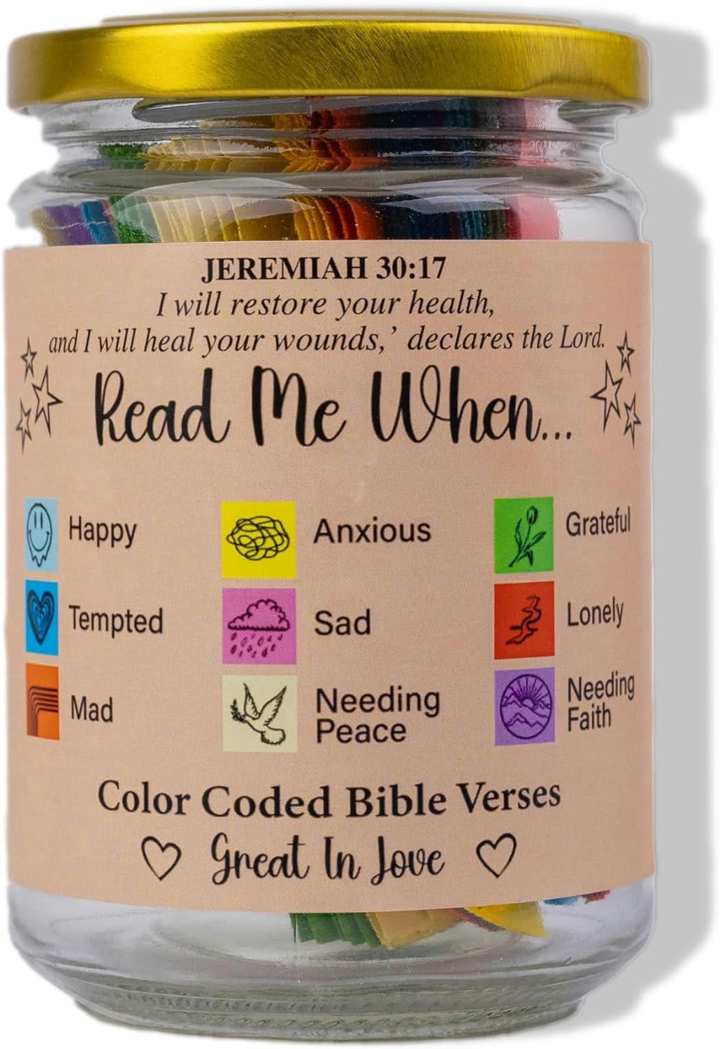 Scripture Jar Label GXCZ Bible Verses in a Jar,Bible Verses for Emotions and Feelings,Bible ...