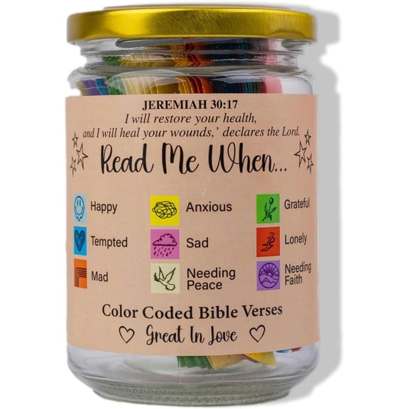 GXCZ Bible Verses in a Jar,Bible Verses for Emotions and Feelings,Bible Verse Jar,Bible Verse Cards,Scripture Cards,Scripture Jar,Christian Bible Gifts,Give the Comfort of God's (Brown Label)